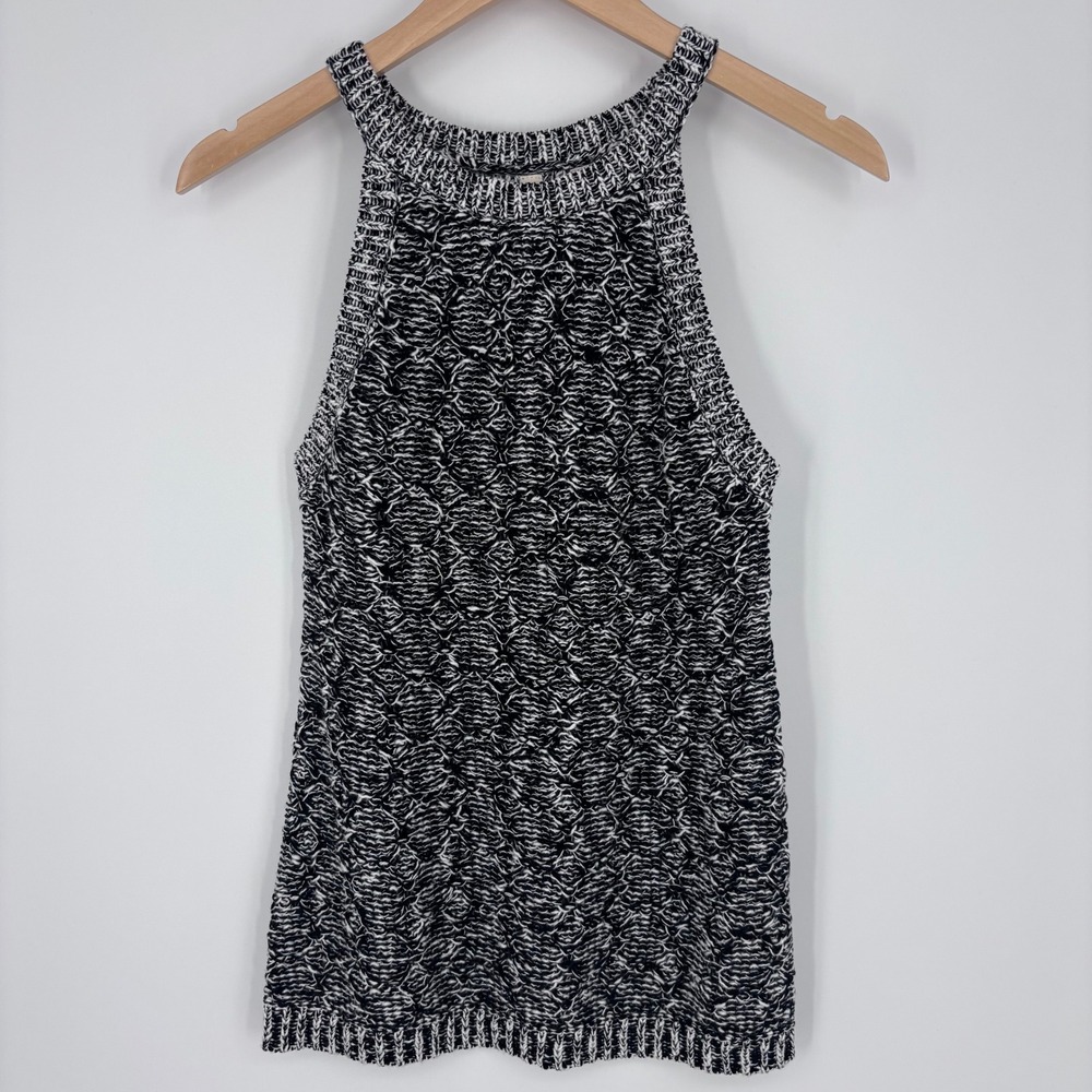 Moth Debussy Marled Knit‎ Tank Top Womens S Black White Halter Neck Sweater